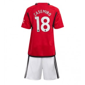 Maillot de foot Manchester United Casemiro #18 Domicile enfant 2023-24 Manches Courte (+ pantalon court)